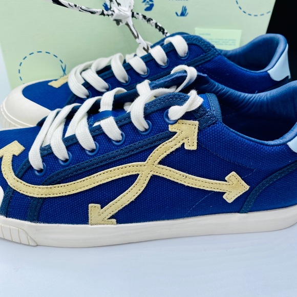 Off-White Men’s Vulcanized Low-Top Sneakers SIZE US 9 Color Blue NWB AUTHENTIC - Picture 9 of 14